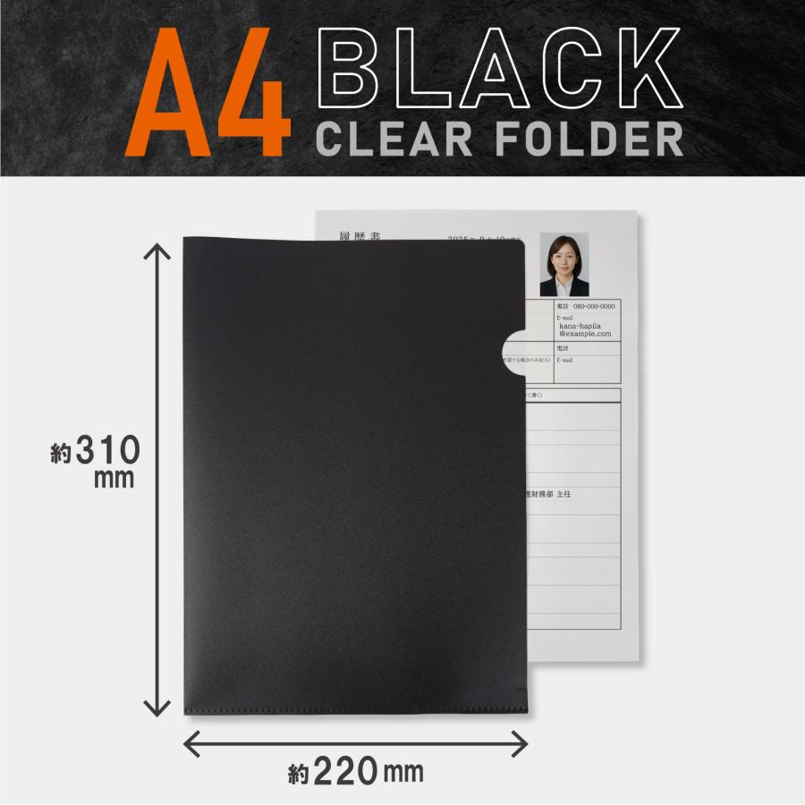 クリアホルダー ブラック 厚口 10枚 A4 中身が透けない 完全不透明 個人情報保護 マットブラック 黒 ハピラ  PF009 | ブランド登録なし | 01