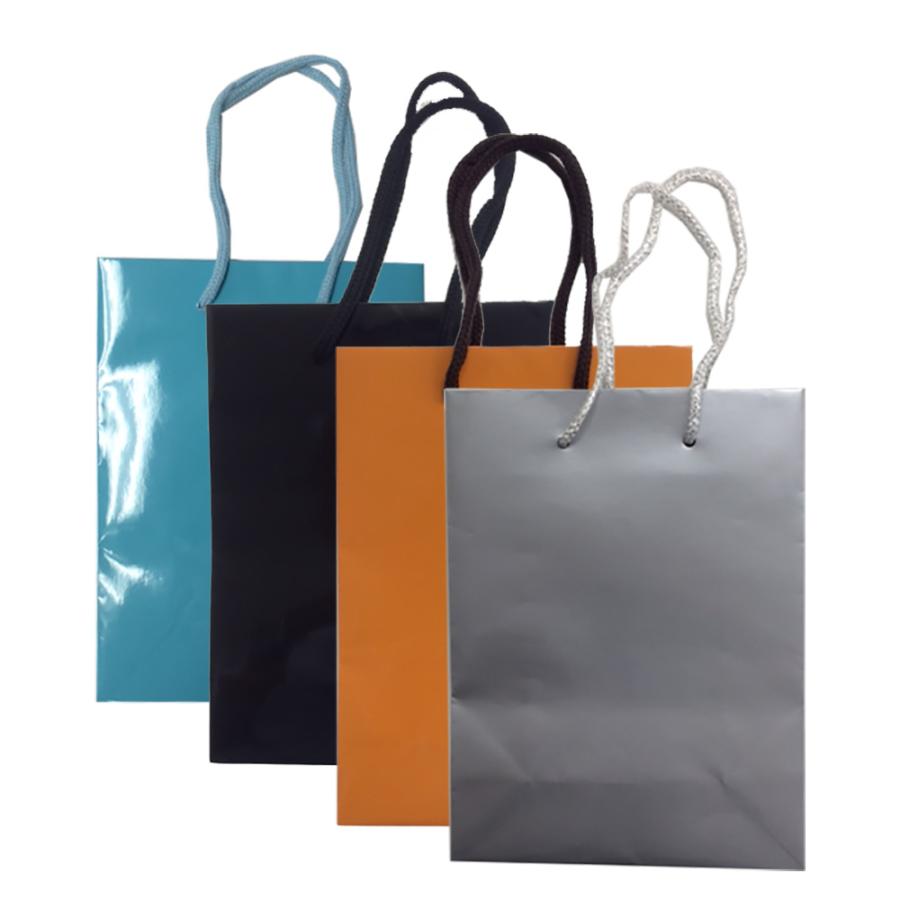 手提紙袋 PP貼り光沢小物袋 L 選べるカラー あさぎ/グラック/オレンジ