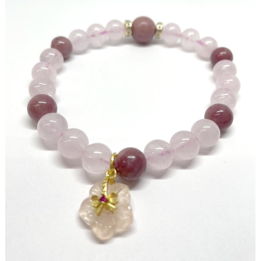 インカローズ ローズクォーツ 天然石 パワーストーン ブレスレット 16cm 恋愛運 かわいい おしゃれ |  | 02