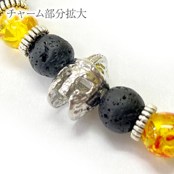 ブレスレット 溶岩石 パワーストーン ラバ ラバストーン  チャーム付き 火山 天然石 モチーフ かっこいい おしゃれ 送料無料 |  | 11