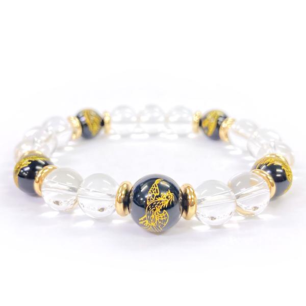 パワーストーン ブレスレット オニキス アゲート 魔除け 瑪瑙 天然石 金彫り 朱雀 おしゃれ 大人 きれい 開運 |  | 11