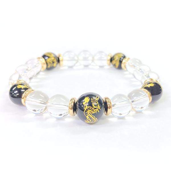 パワーストーン ブレスレット オニキス アゲート 魔除け 瑪瑙 天然石 金彫り 朱雀 おしゃれ 大人 きれい 開運 |  | 07