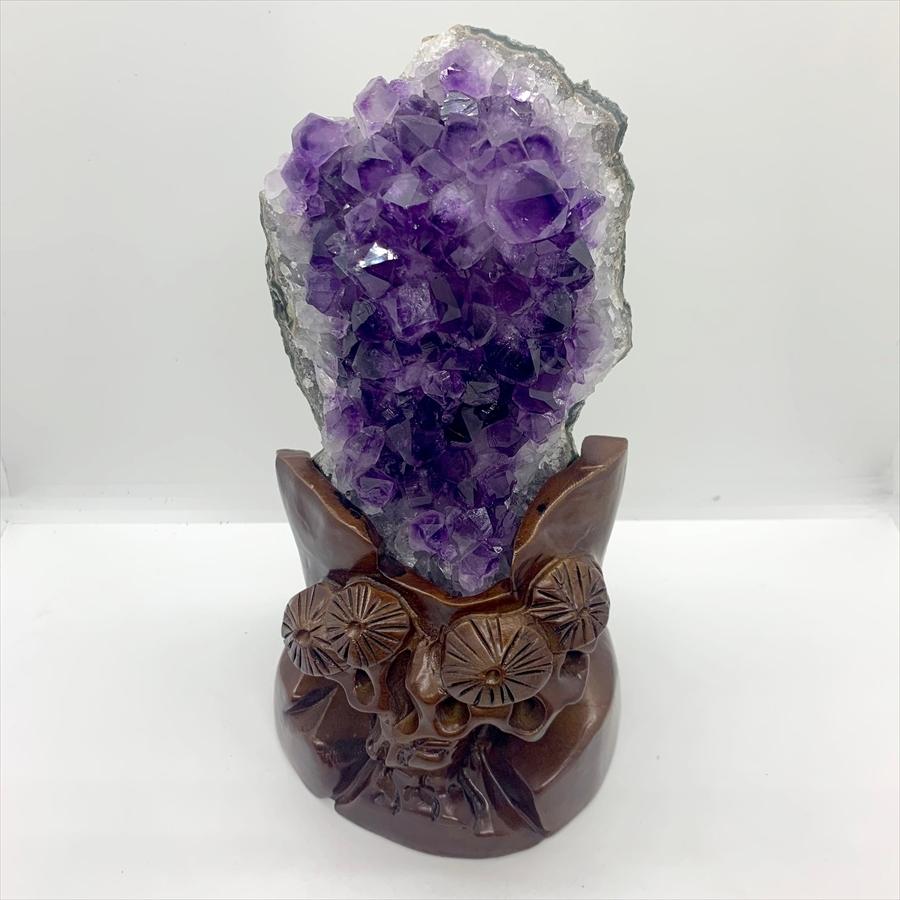 ブラジル産 アメジスト クラスター ドーム 天然石 原石 1点物 台座付き（1.15Kg）J |  | 04