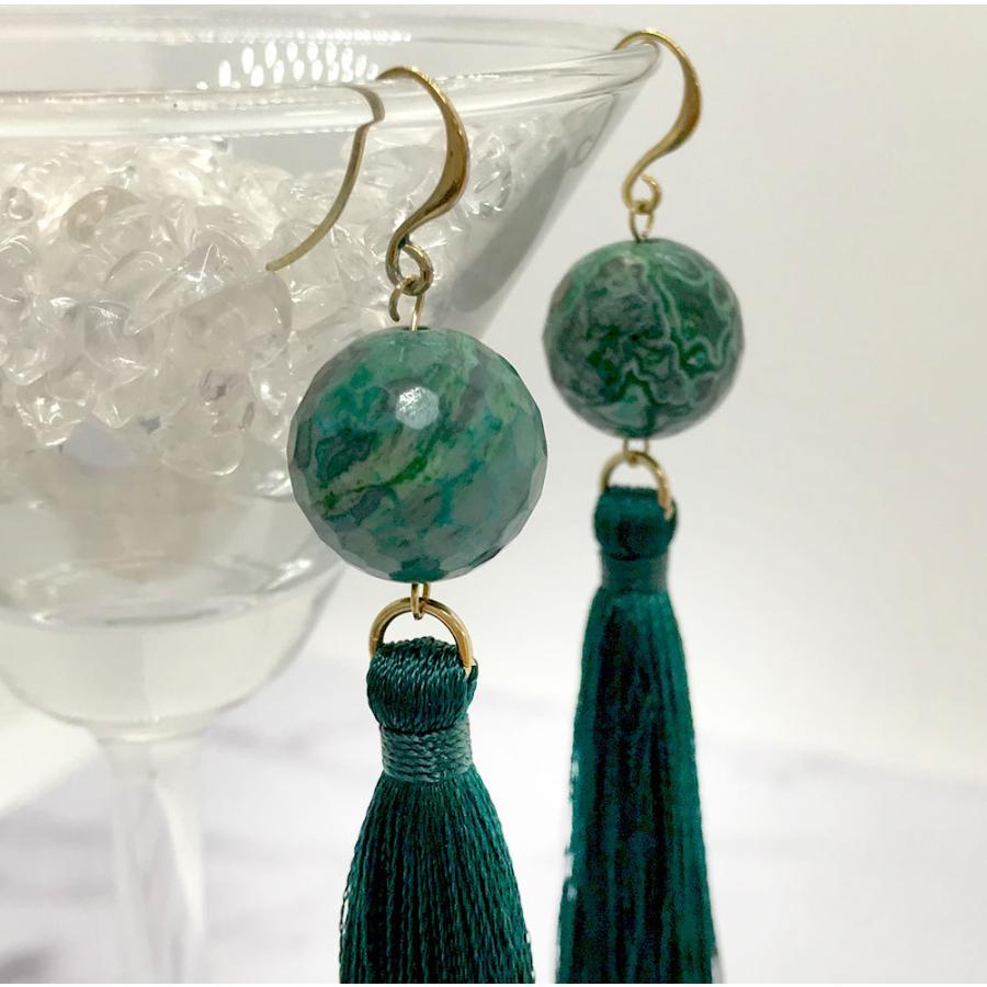 タッセルマラカイト ピアス Malachite Earrings パワーストーンピアス |  | 03