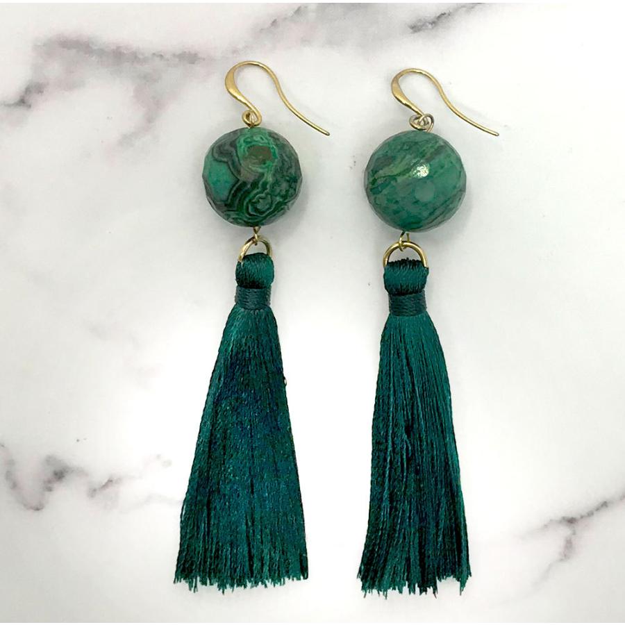 タッセルマラカイト ピアス Malachite Earrings パワーストーンピアス |  | 04