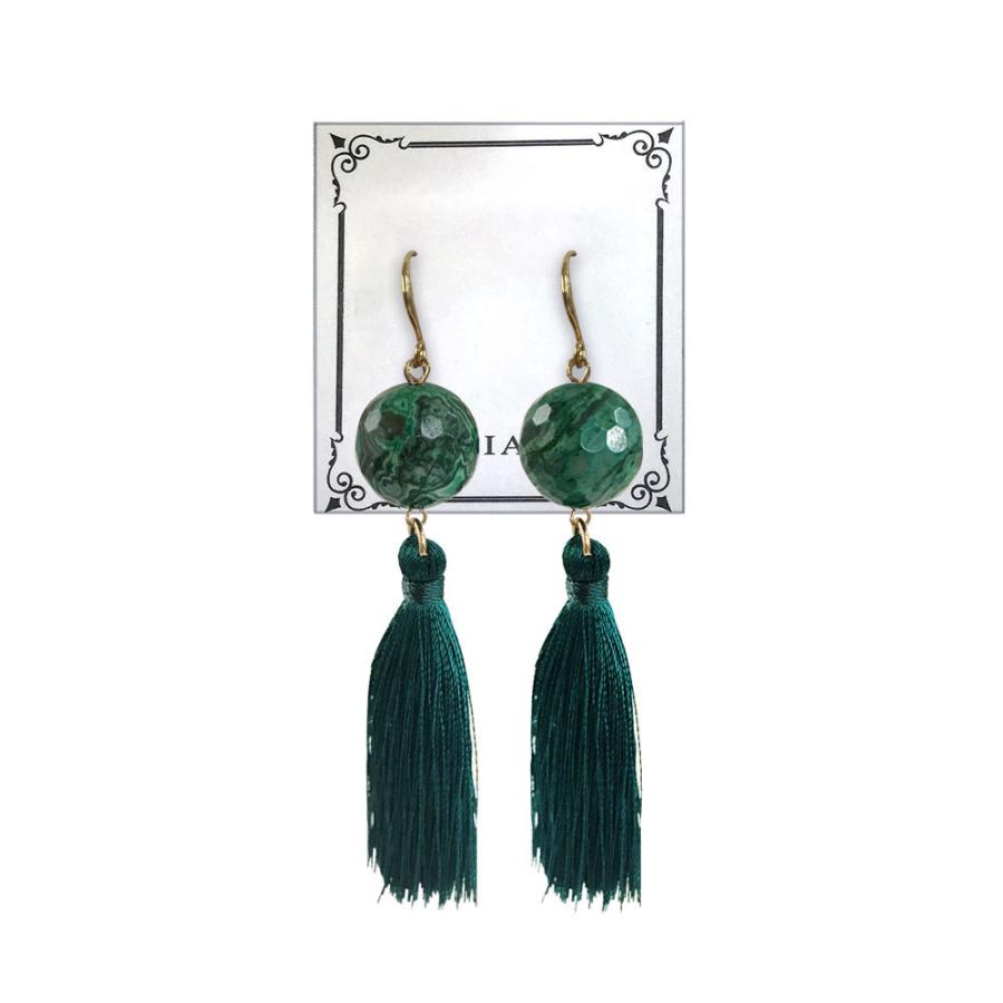 タッセルマラカイト ピアス Malachite Earrings パワーストーンピアス |  | 05