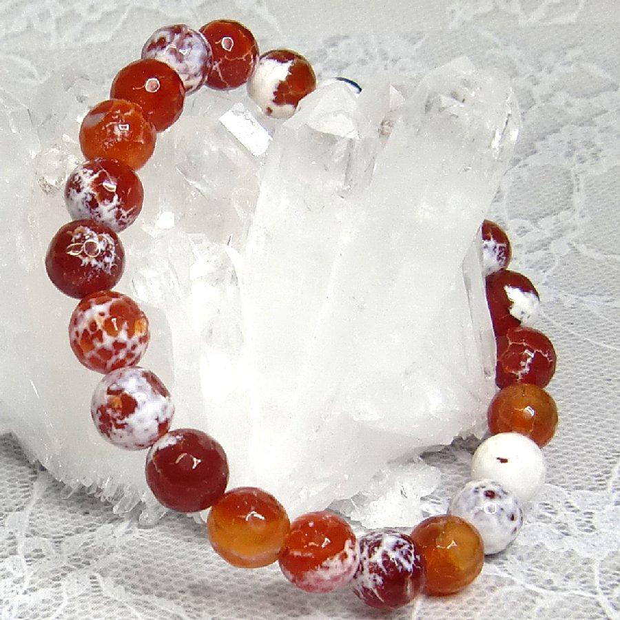 パワーストーン ブレスレット アゲート オレンジ/ホワイト 8.5mm 天然石  送料無料【クリックポスト発送】 |  | 02