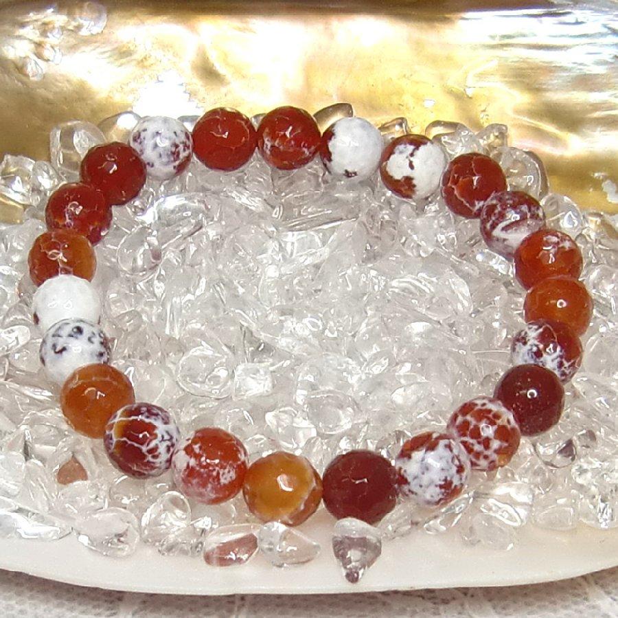 パワーストーン ブレスレット アゲート オレンジ/ホワイト 8.5mm 天然石  送料無料【クリックポスト発送】 |  | 03