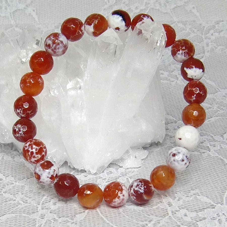 パワーストーン ブレスレット アゲート オレンジ/ホワイト 8.5mm 天然石  送料無料【クリックポスト発送】 |  | 04