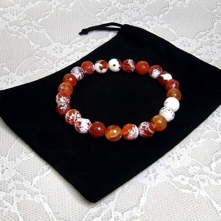 パワーストーン ブレスレット アゲート オレンジ/ホワイト 8.5mm 天然石  送料無料【クリックポスト発送】 |  | 05