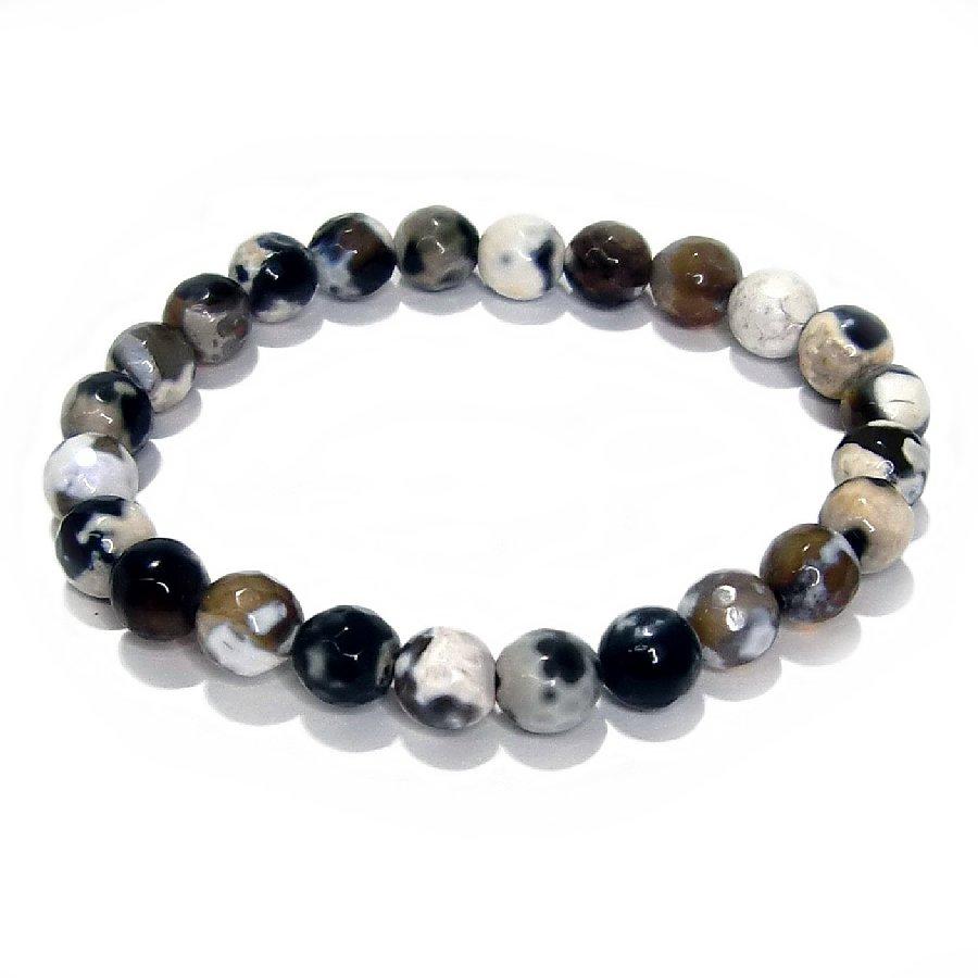 パワーストーン ブレスレット アゲート ブラック/ホワイト 7.5mm 天然石  送料無料【クリックポスト発送】 | 