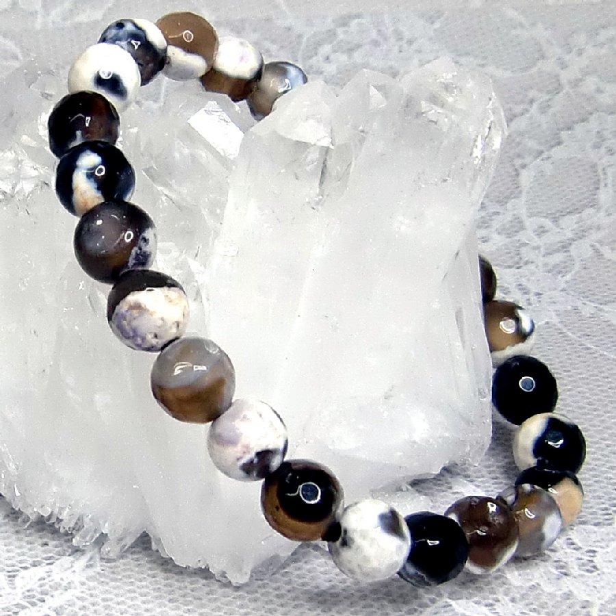 パワーストーン ブレスレット アゲート ブラック/ホワイト 7.5mm 天然石  送料無料【クリックポスト発送】 |  | 02