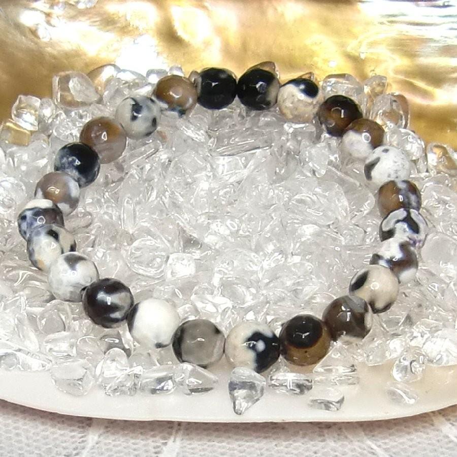 パワーストーン ブレスレット アゲート ブラック/ホワイト 7.5mm 天然石  送料無料【クリックポスト発送】 |  | 03