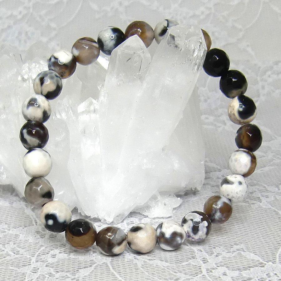 パワーストーン ブレスレット アゲート ブラック/ホワイト 7.5mm 天然石  送料無料【クリックポスト発送】 |  | 04