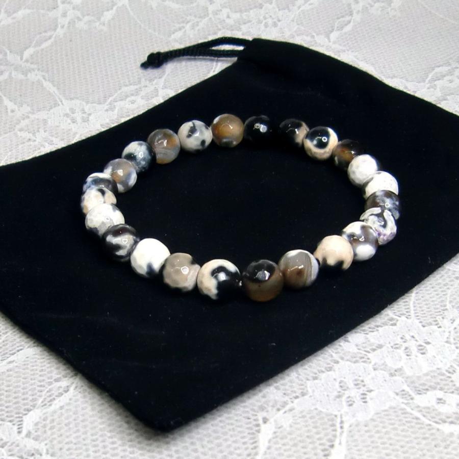 パワーストーン ブレスレット アゲート ブラック/ホワイト 7.5mm 天然石  送料無料【クリックポスト発送】 |  | 06