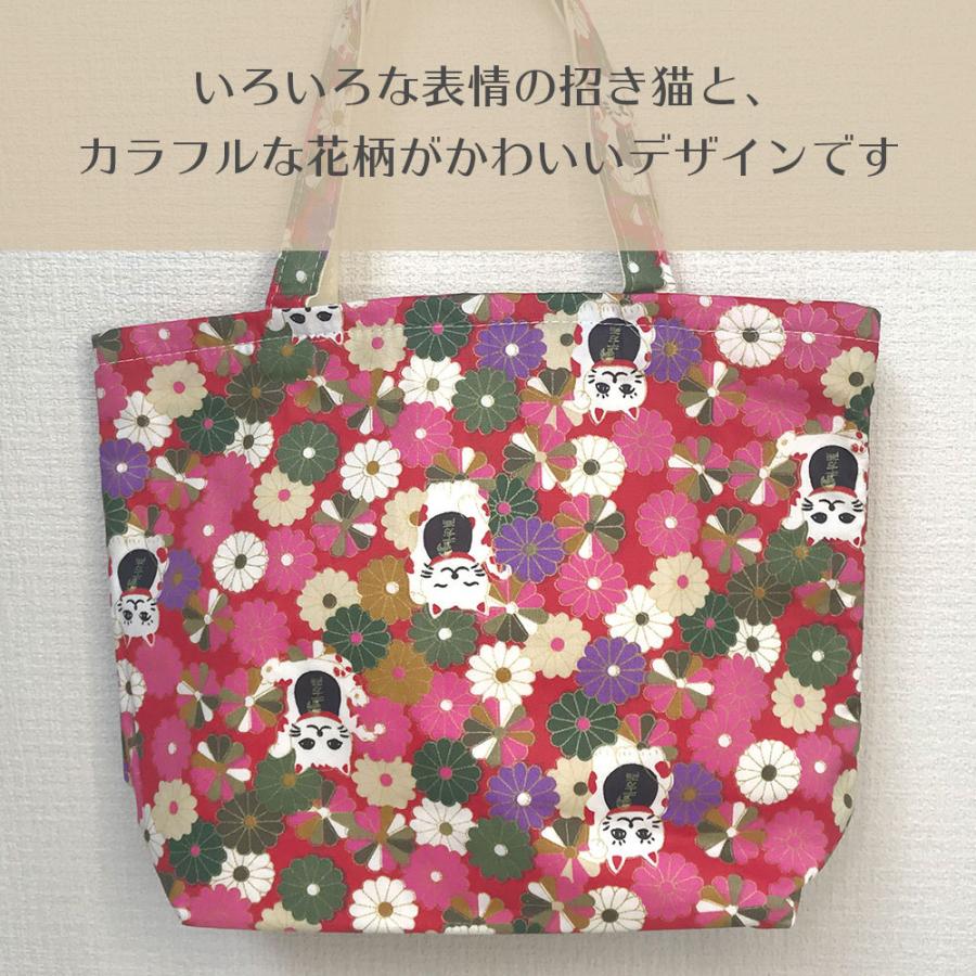 招き猫柄ミニトートバッグ 送料無料 |  | 02