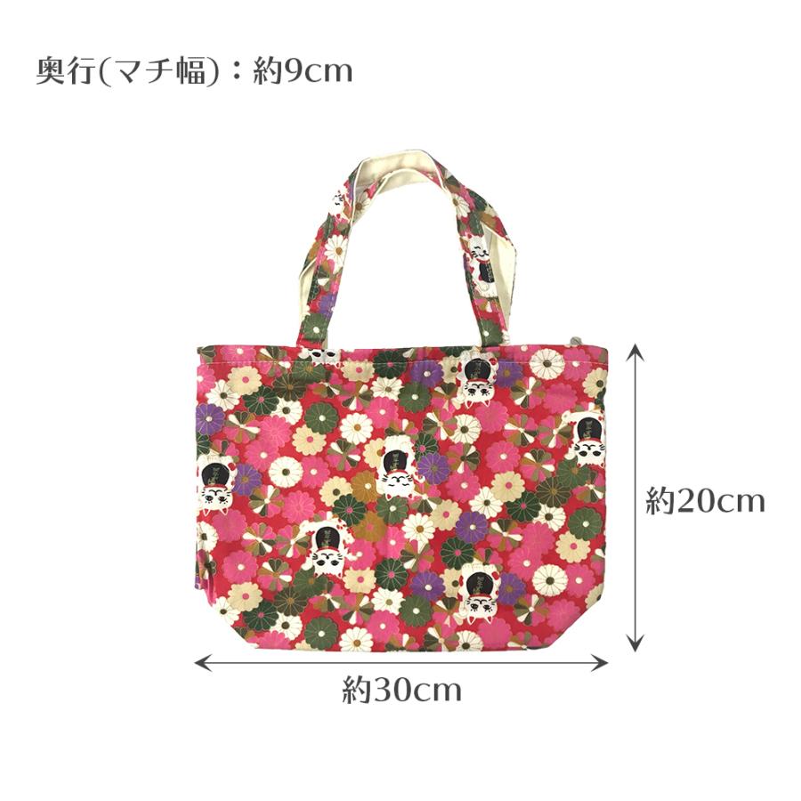 招き猫柄ミニトートバッグ 送料無料 |  | 03