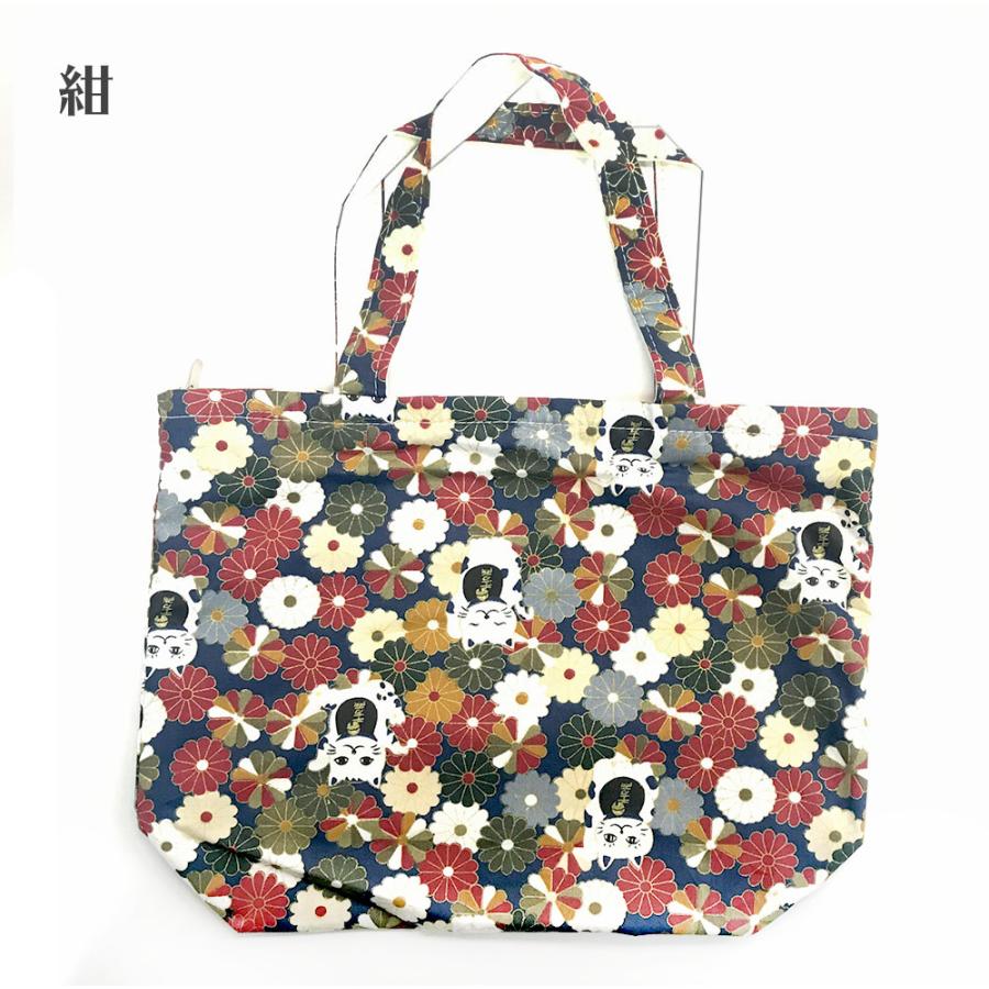 招き猫柄ミニトートバッグ 送料無料 |  | 07