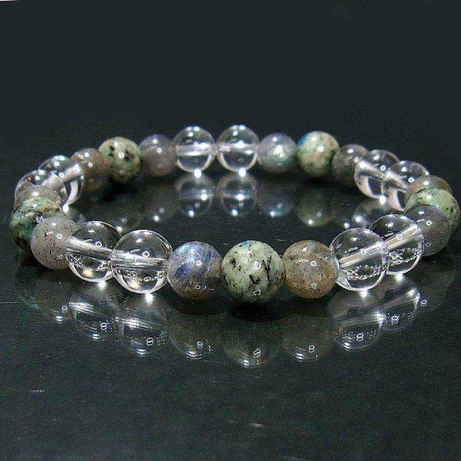 パワーストーンブレスレット ラブラドライト＆K2＆水晶 天然石 【送料無料】 |  | 01