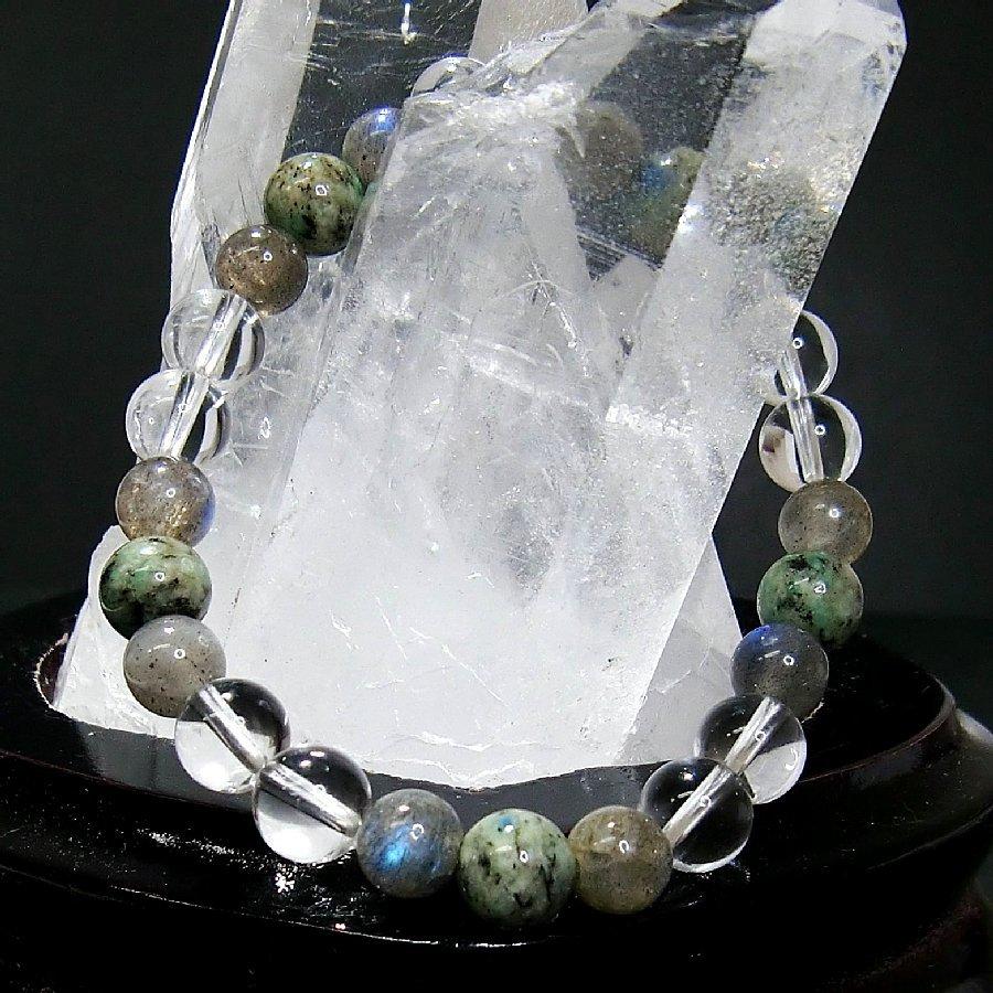 パワーストーンブレスレット ラブラドライト＆K2＆水晶 天然石 【送料無料】 |  | 02