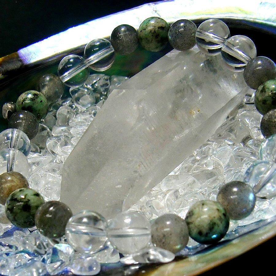 パワーストーンブレスレット ラブラドライト＆K2＆水晶 天然石 【送料無料】 |  | 03