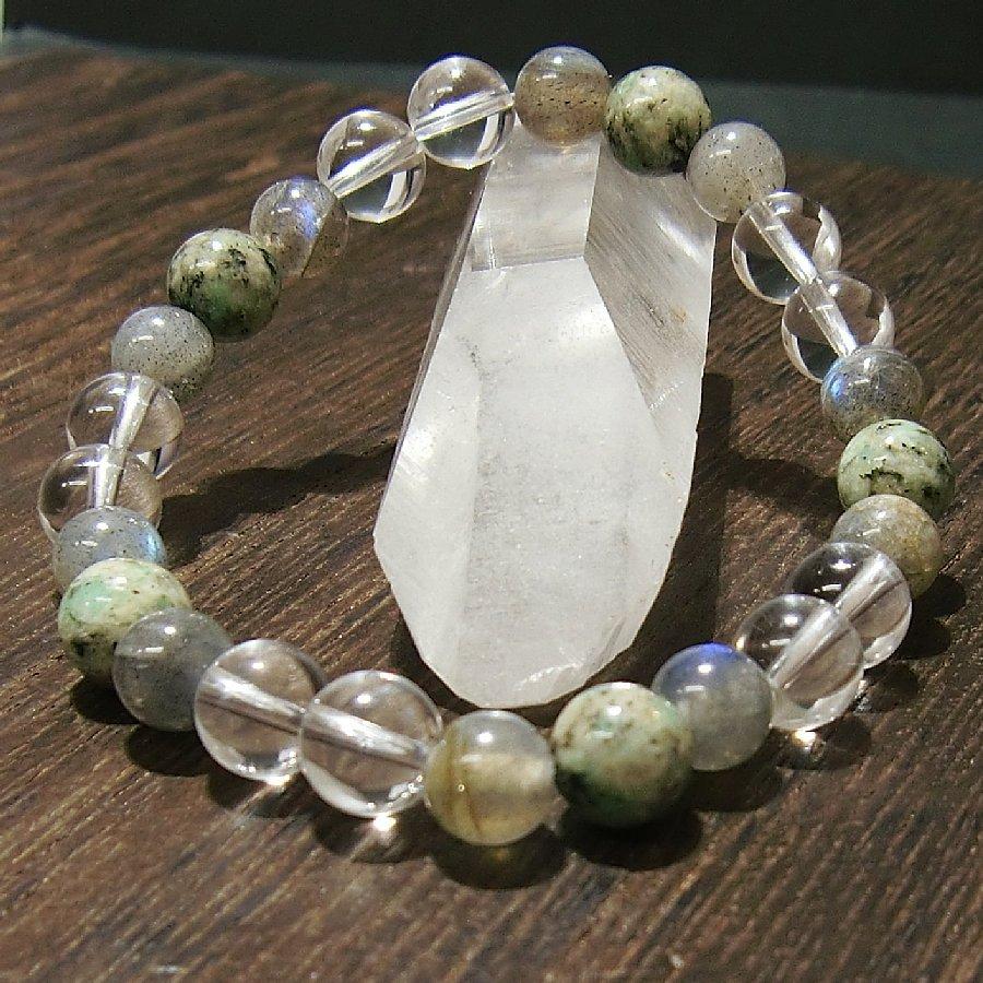 パワーストーンブレスレット ラブラドライト＆K2＆水晶 天然石 【送料無料】 |  | 04