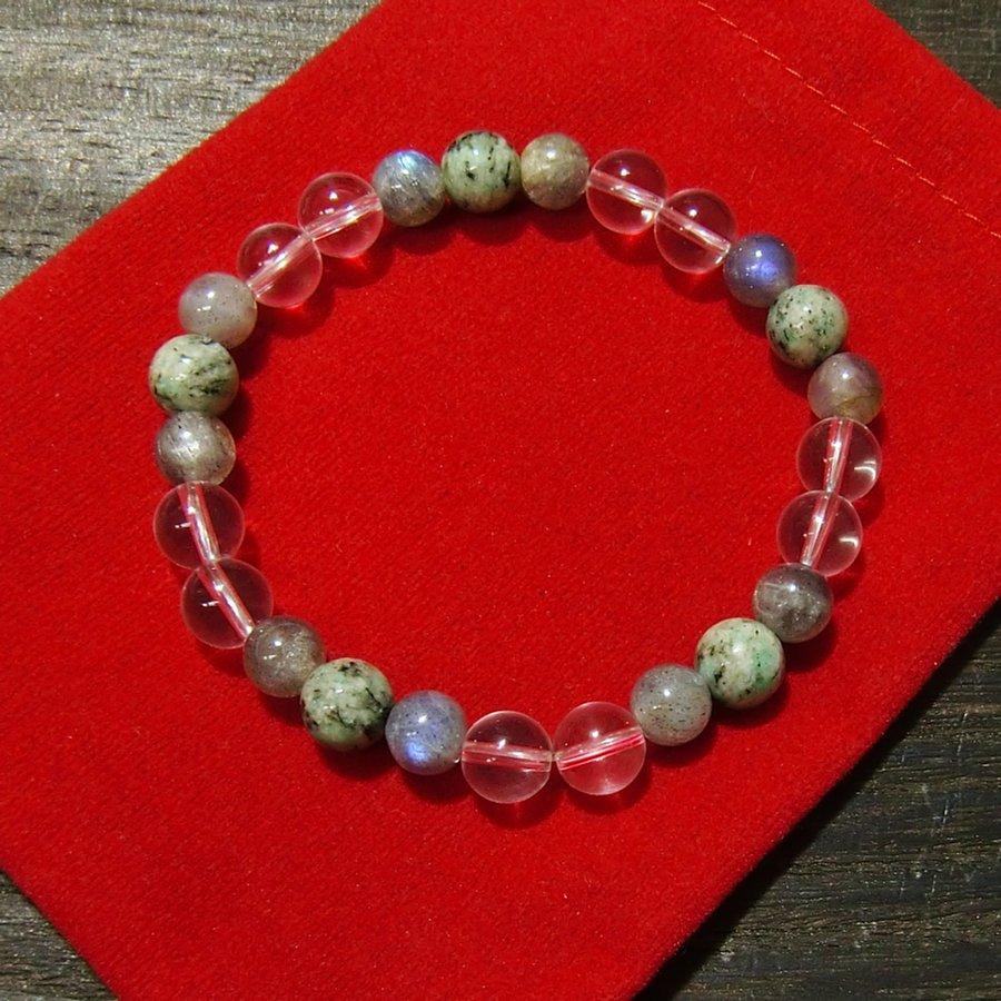 パワーストーンブレスレット ラブラドライト＆K2＆水晶 天然石 【送料無料】 |  | 06