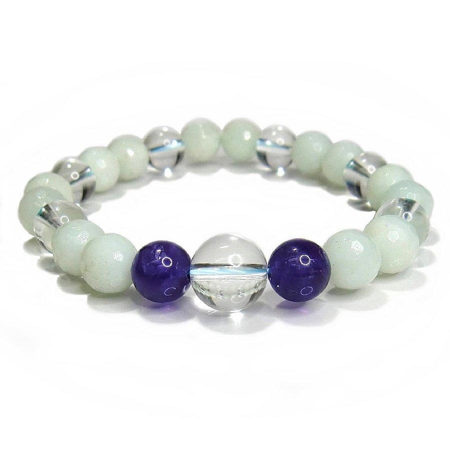 パワーストーン ブレスレット アマゾナイト・ アメジスト・水晶 天然石  【送料無料】 | 