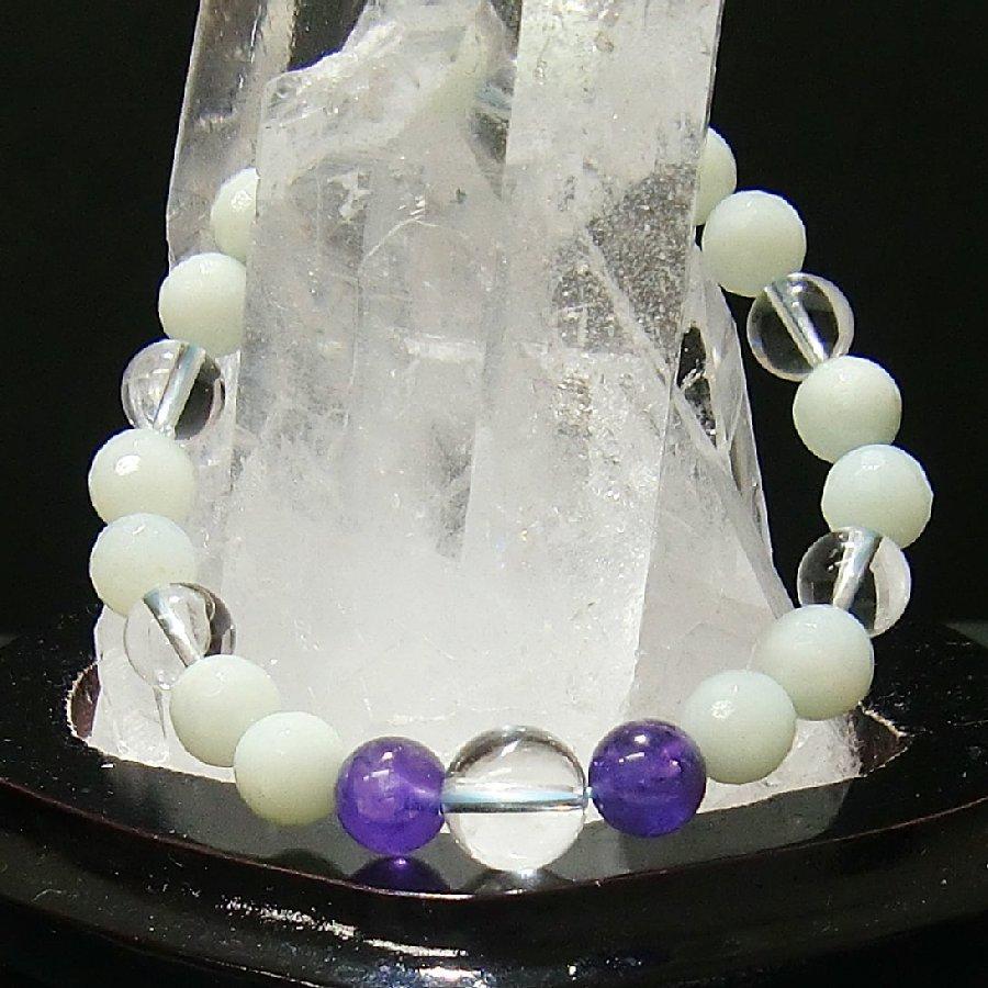 パワーストーン ブレスレット アマゾナイト・ アメジスト・水晶 天然石  【送料無料】 |  | 01