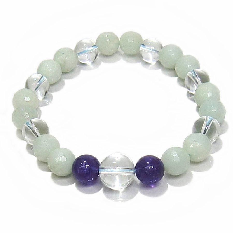 パワーストーン ブレスレット アマゾナイト・ アメジスト・水晶 天然石  【送料無料】 |  | 02