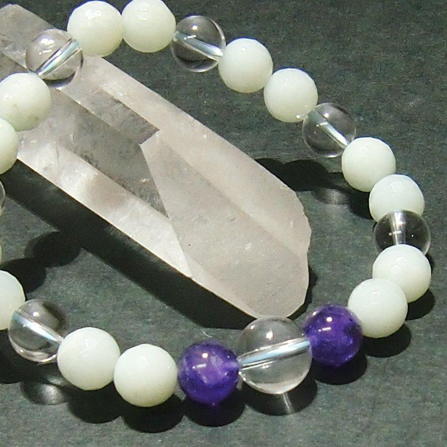 パワーストーン ブレスレット アマゾナイト・ アメジスト・水晶 天然石  【送料無料】 |  | 03