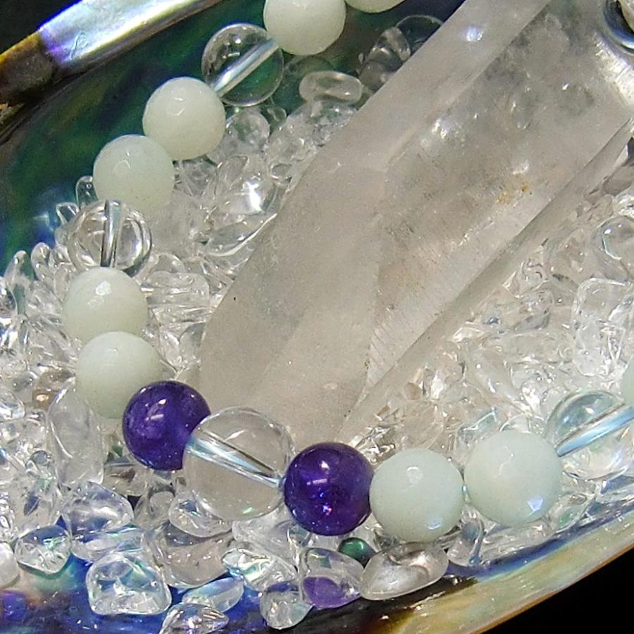 パワーストーン ブレスレット アマゾナイト・ アメジスト・水晶 天然石  【送料無料】 |  | 04