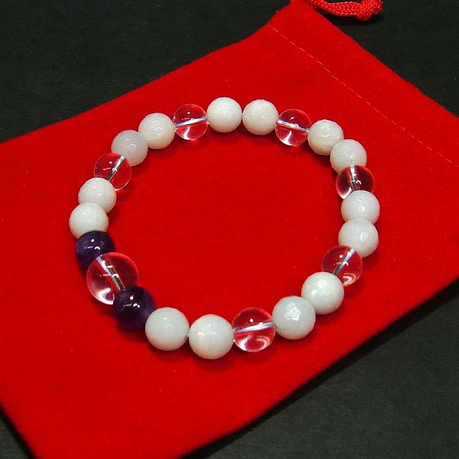 パワーストーン ブレスレット アマゾナイト・ アメジスト・水晶 天然石  【送料無料】 |  | 06