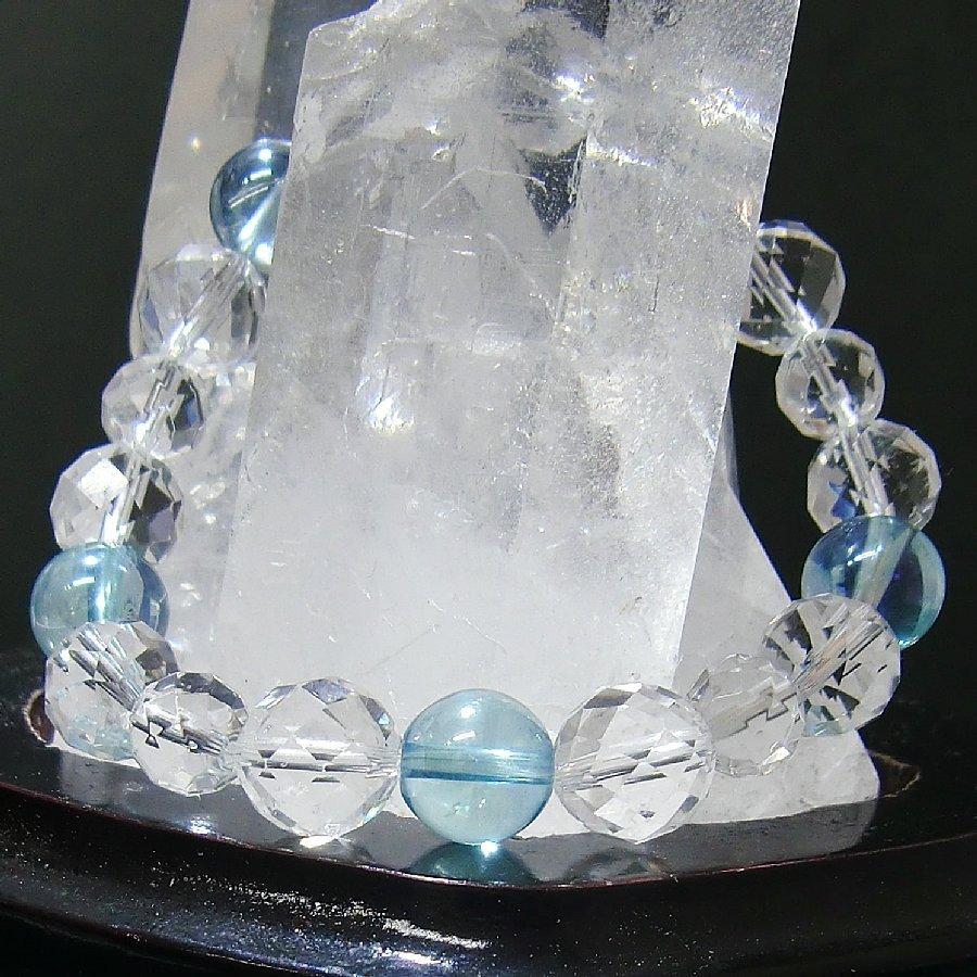 パワーストーンブレスレット アクアオーラ&カット水晶 天然石【送料無料】 |  | 01