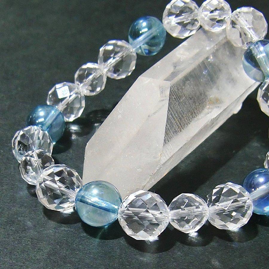 パワーストーンブレスレット アクアオーラ&カット水晶 天然石【送料無料】 |  | 02