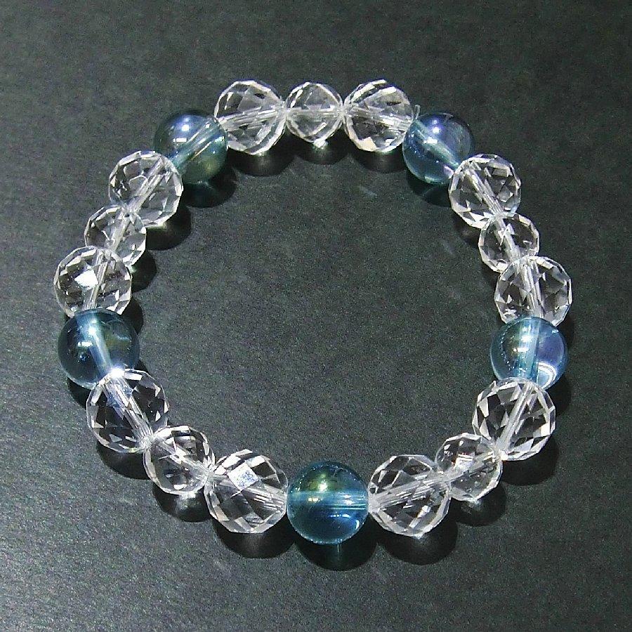 パワーストーンブレスレット アクアオーラ&カット水晶 天然石【送料無料】 |  | 03