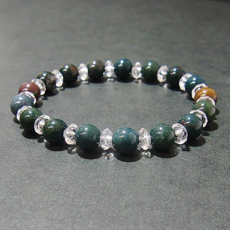 ブラッドストーンと水晶のブレスレット パワーストーン 天然石【送料無料】 | 