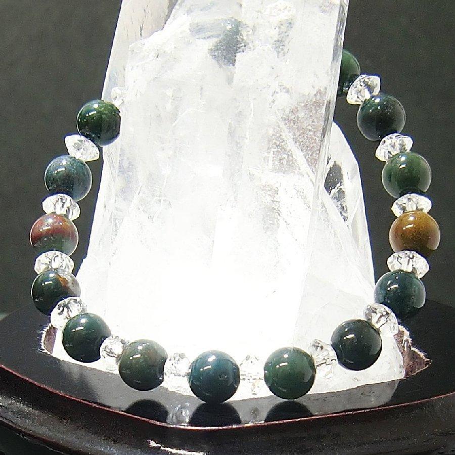 ブラッドストーンと水晶のブレスレット パワーストーン 天然石【送料無料】 |  | 01