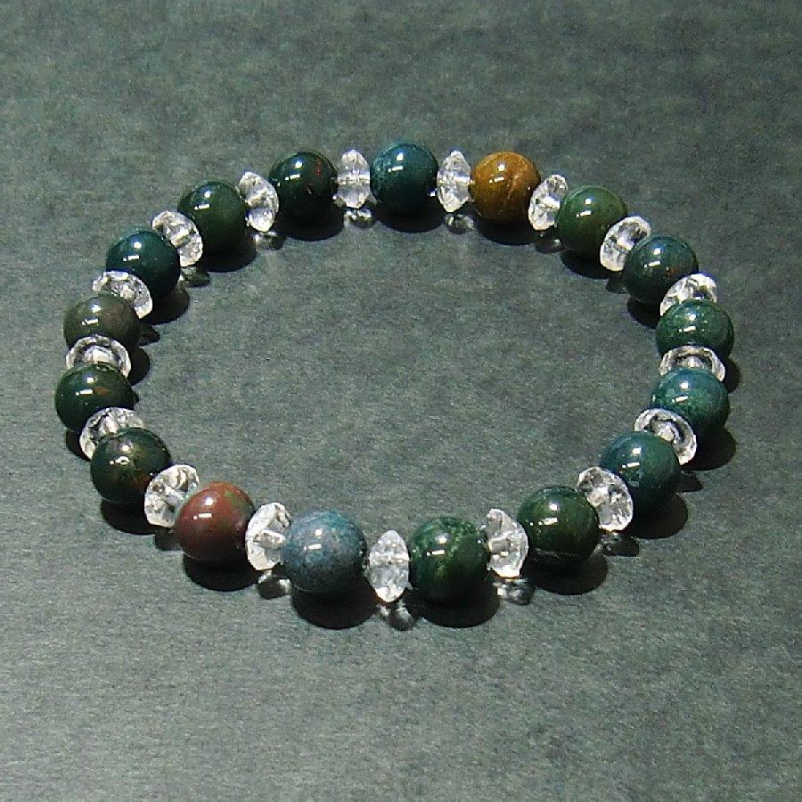 ブラッドストーンと水晶のブレスレット パワーストーン 天然石【送料無料】 |  | 02