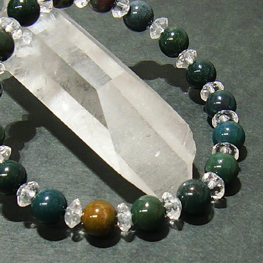 ブラッドストーンと水晶のブレスレット パワーストーン 天然石【送料無料】 |  | 03
