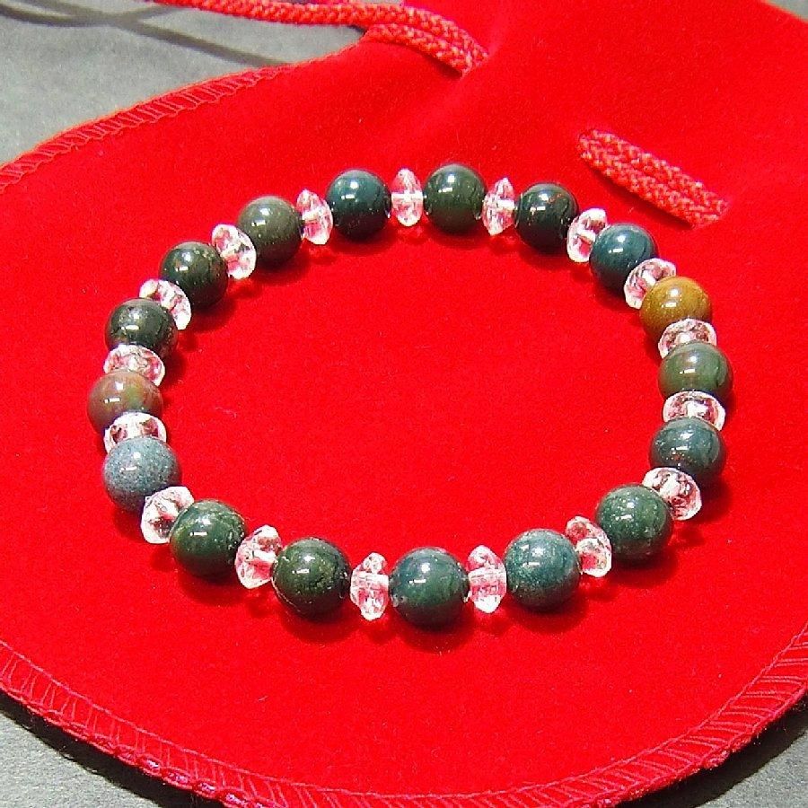ブラッドストーンと水晶のブレスレット パワーストーン 天然石【送料無料】 |  | 06