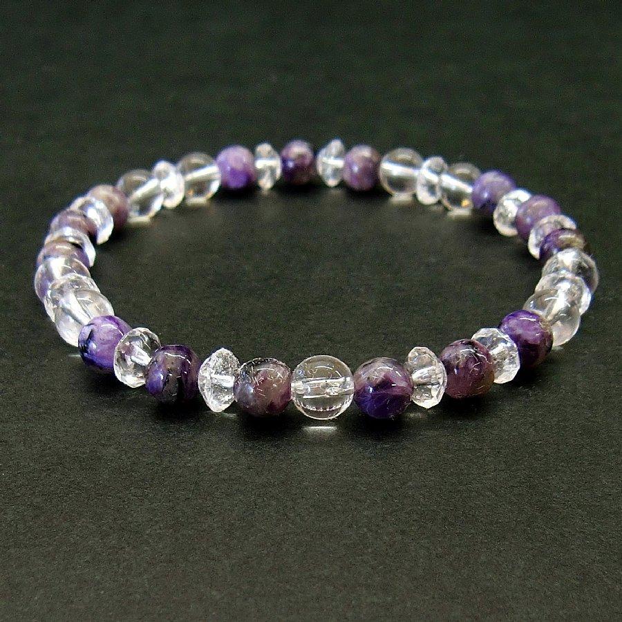 パワーストーンブレスレット チャロアイト&水晶【 送料無料】 | 