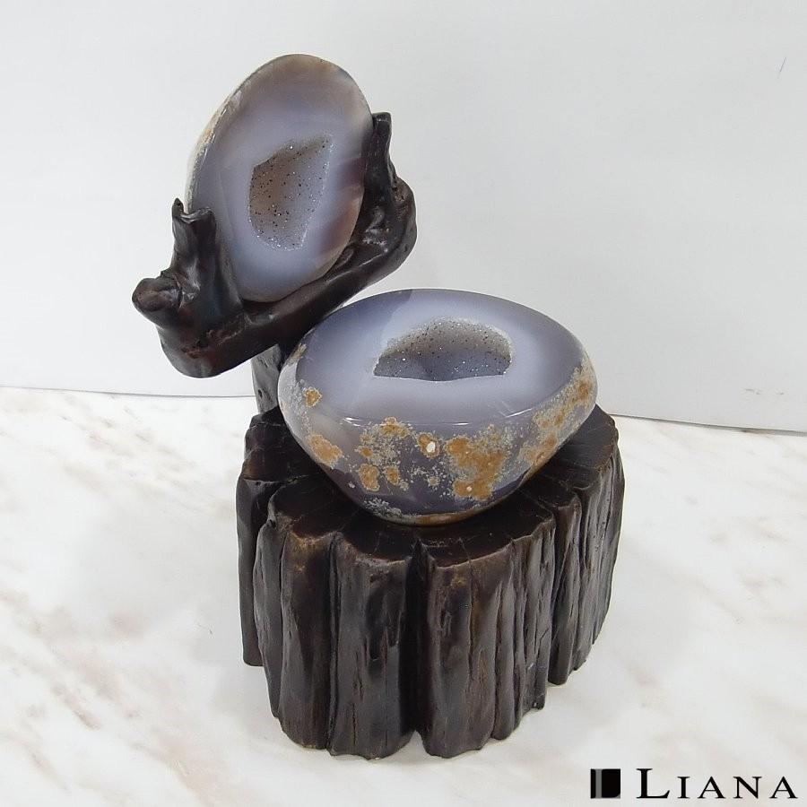 トレジャーメノウ LJM3015 パワーストーン 天然石 原石 Agate 瑪瑙 ジオード ペア水晶 置物 インテリア |  | 02