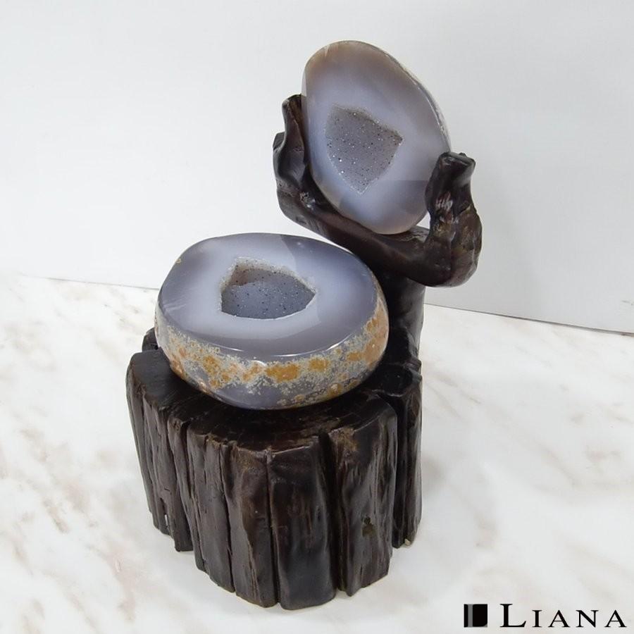 トレジャーメノウ LJM3015 パワーストーン 天然石 原石 Agate 瑪瑙 ジオード ペア水晶 置物 インテリア |  | 03