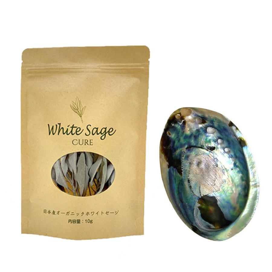 浄化セット12 [無農薬・限定数]日本産 ホワイトセージ と アバロンシェル セット  パワーストーン 浄化 お部屋 お香 貝 シェル 国産 セージ ヨガ 瞑想 消臭 |  | 01