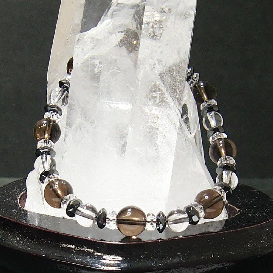 パワーストーンブレスレット スモーキークオーツ＆ヘマタイト＆水晶　 天然石  【送料無料】 |  | 03