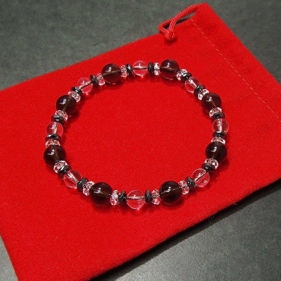 パワーストーンブレスレット スモーキークオーツ＆ヘマタイト＆水晶　 天然石  【送料無料】 |  | 06