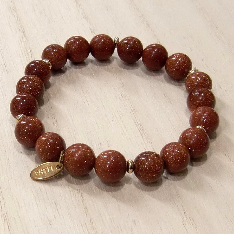 パワーストーンブレスレット ゴールドストーン 人工石 LJS563 | 