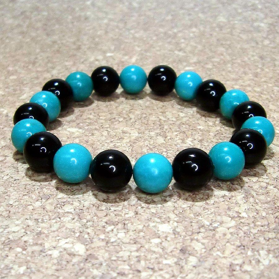 パワーストーン ブレスレット 10mm  ハウライトターコイズ＆オニキス bracelet Howright Turquoise & Onyx 天然石 【送料無料】 |  | 02