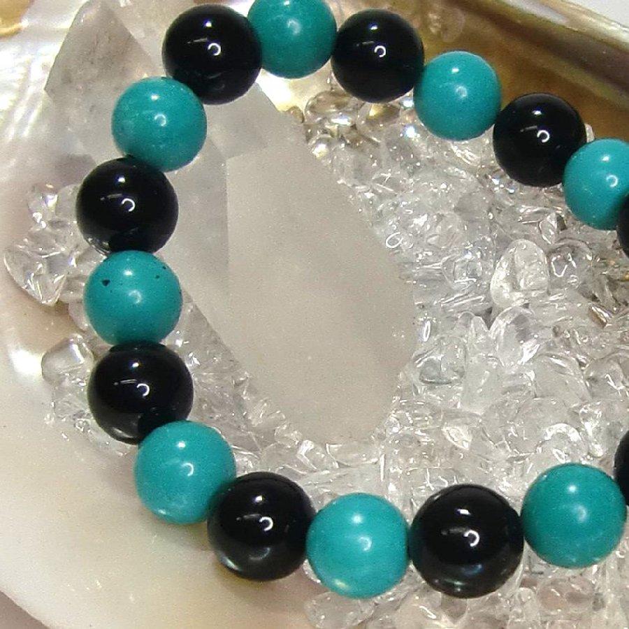 パワーストーン ブレスレット 10mm  ハウライトターコイズ＆オニキス bracelet Howright Turquoise & Onyx 天然石 【送料無料】 |  | 03